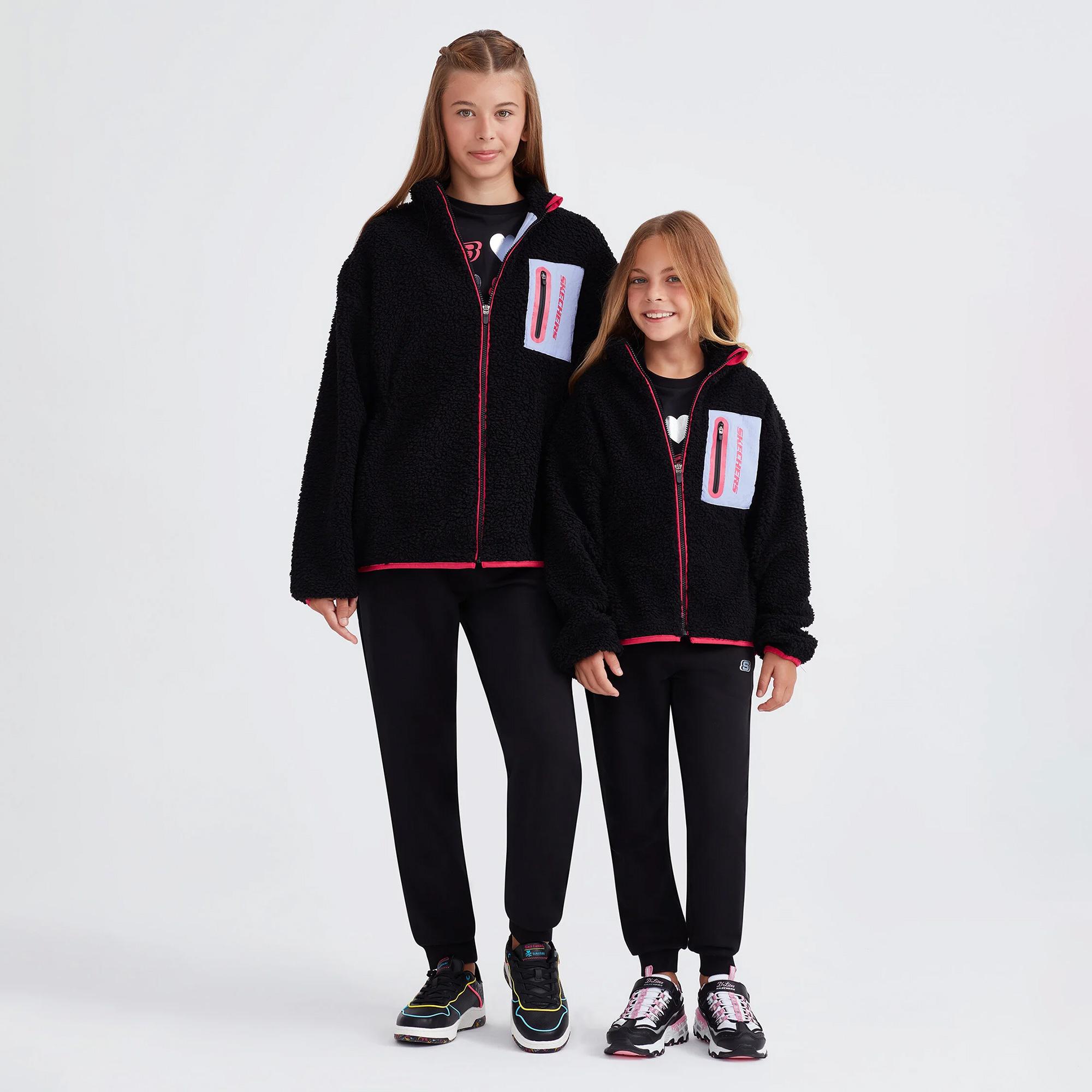 Skechers Fleece Full Zip Sherpa Çocuk Siyah Günlük Sweatshirt