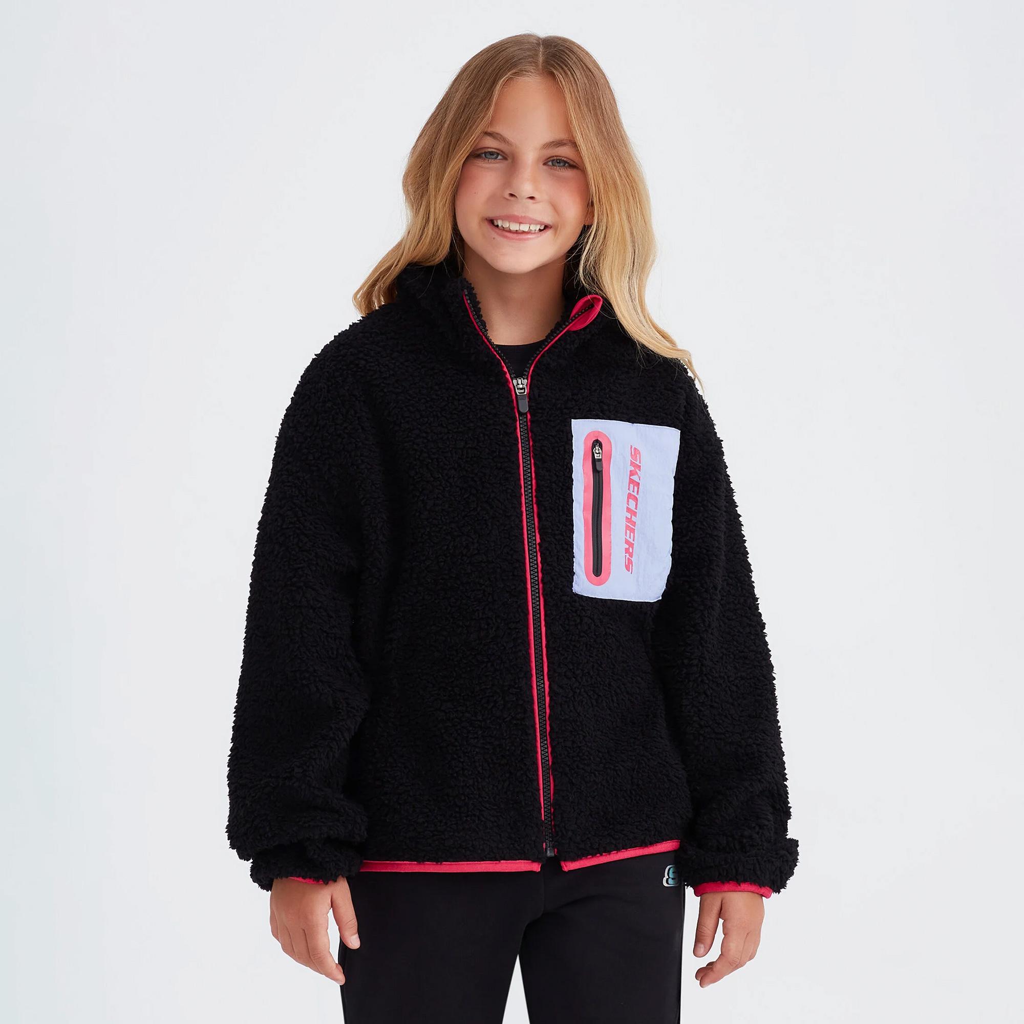 Skechers Fleece Full Zip Sherpa Çocuk Siyah Günlük Sweatshirt