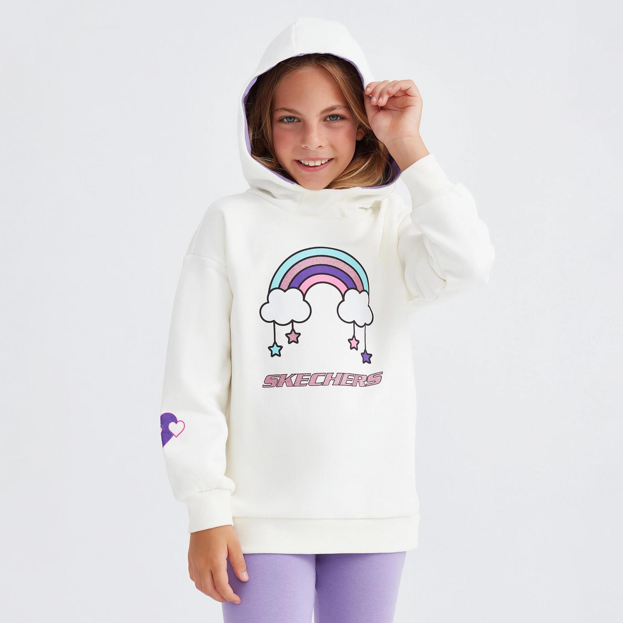 Skechers Heavy Weight Fleece Suit Çocuk Beyaz Günlük Eşofman Üstü