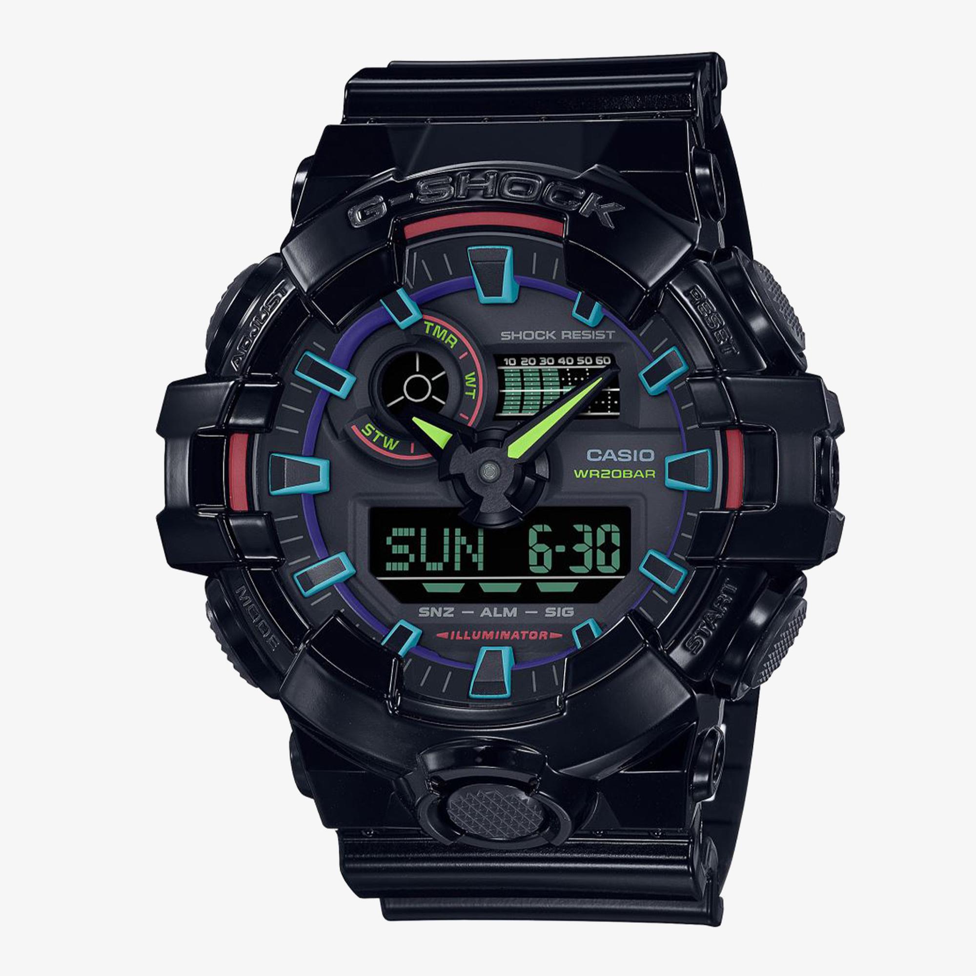 Casio G-Shock GA-700RGB-1ADR Erkek Siyah Kol Saati