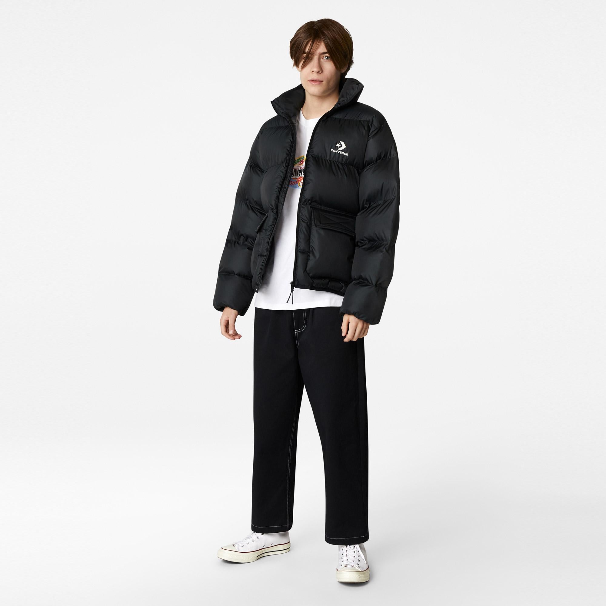 Converse Patch Pocket Puffer Erkek Siyah Mont