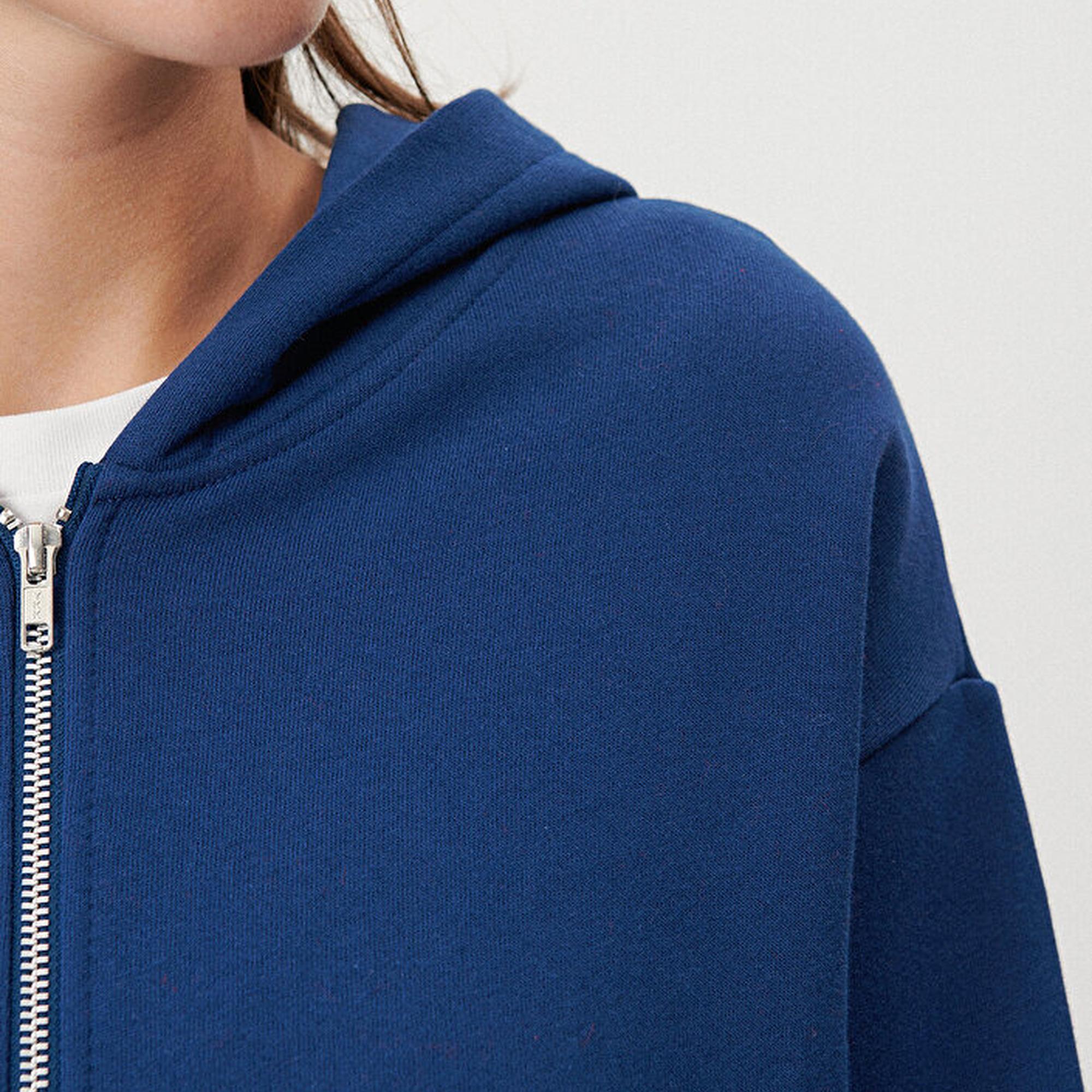 Mavi Fermuarlı Kapüşonlu Lacivert Basic Sweatshirt 1611775-82625