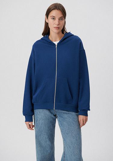  Mavi Fermuarlı Kapüşonlu Lacivert Basic Sweatshirt 1611775-82625