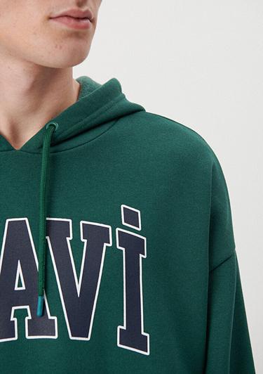  Mavi Mavi Logo Baskılı Kapüşonlu Yeşil Sweatshirt 067149-71874