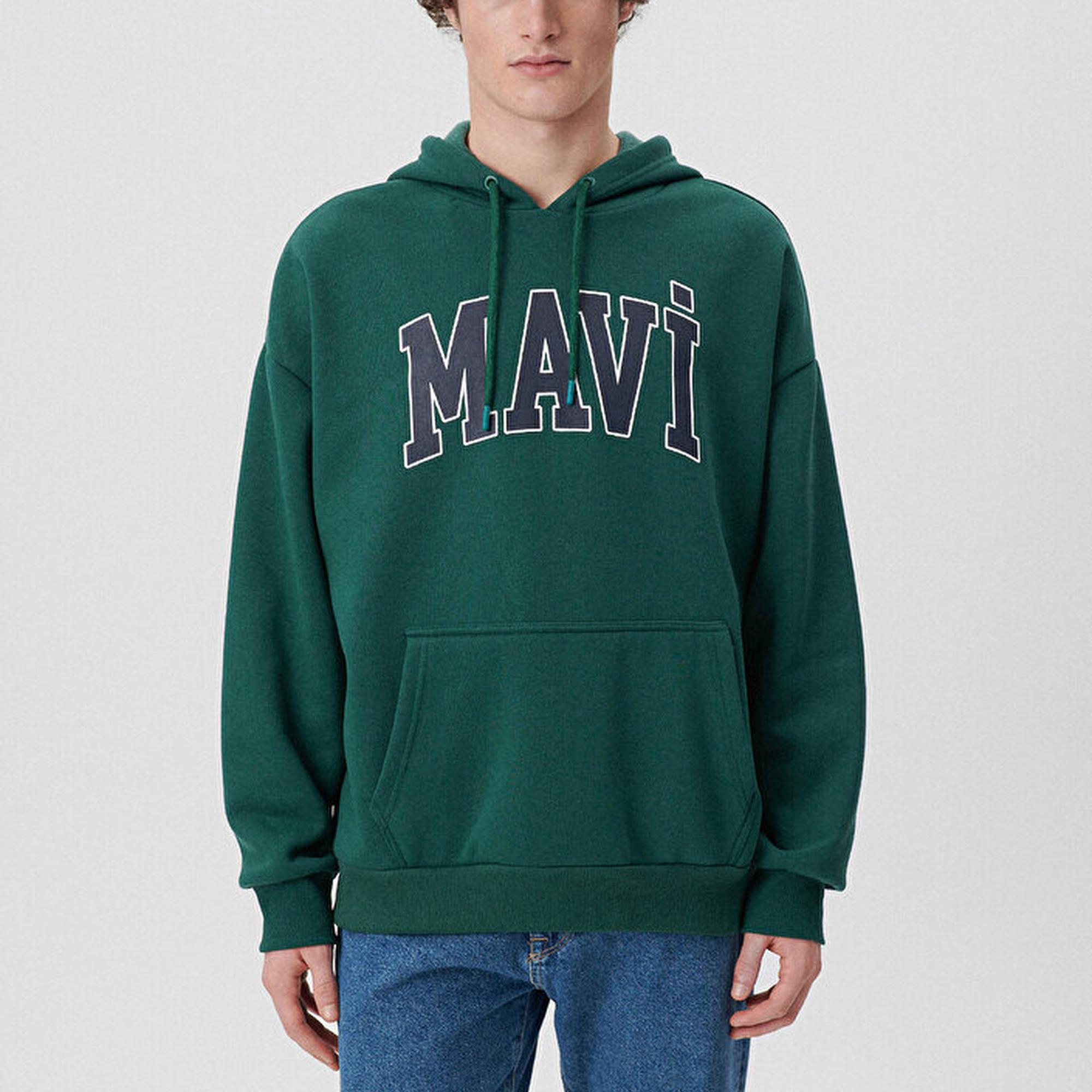 Mavi Mavi Logo Baskılı Kapüşonlu Yeşil Sweatshirt 067149-71874