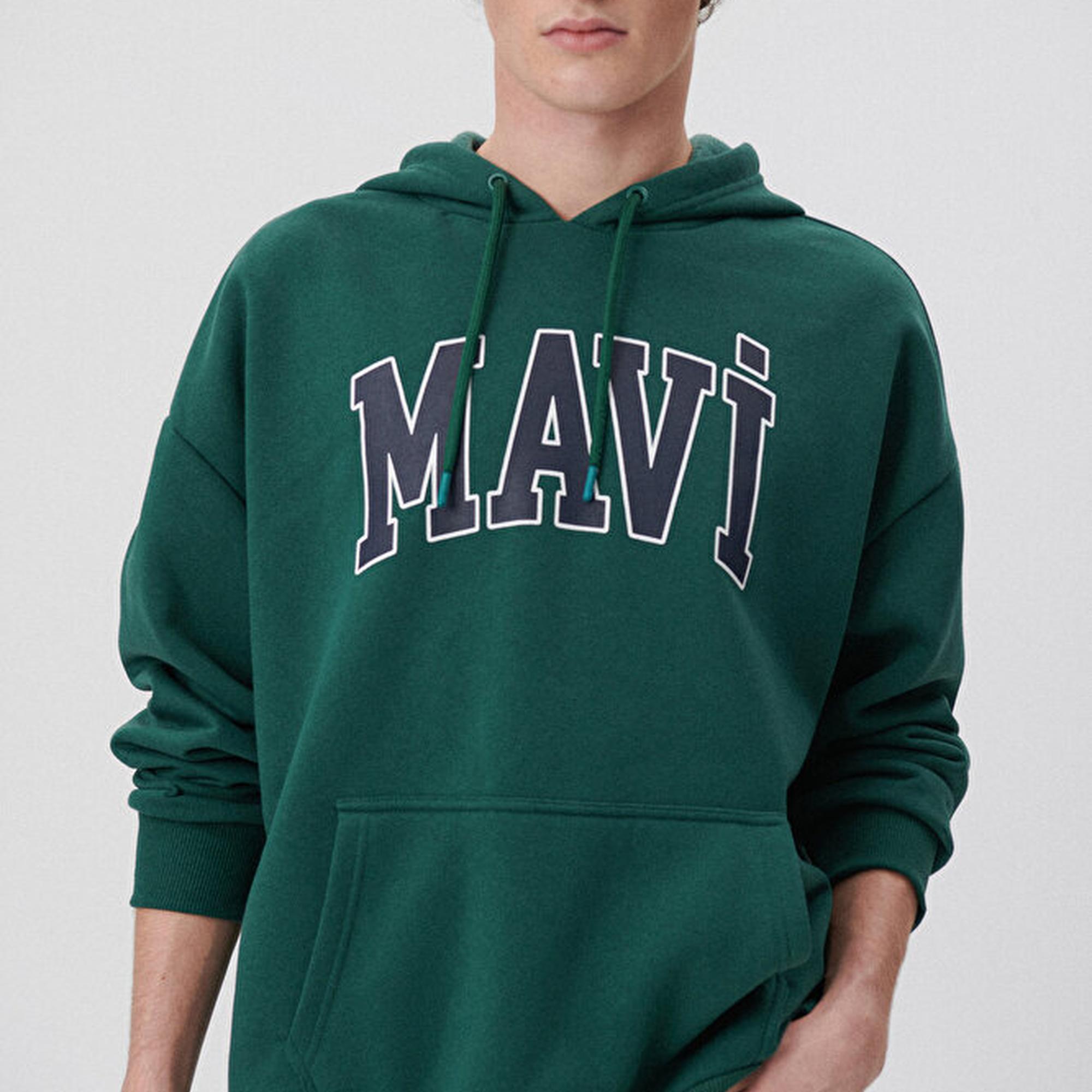 Mavi Mavi Logo Baskılı Kapüşonlu Yeşil Sweatshirt 067149-71874