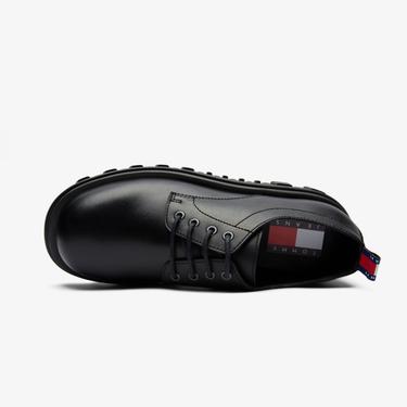 Tommy Jeans Chunky Leather Shoe Erkek Siyah Ayakkabı