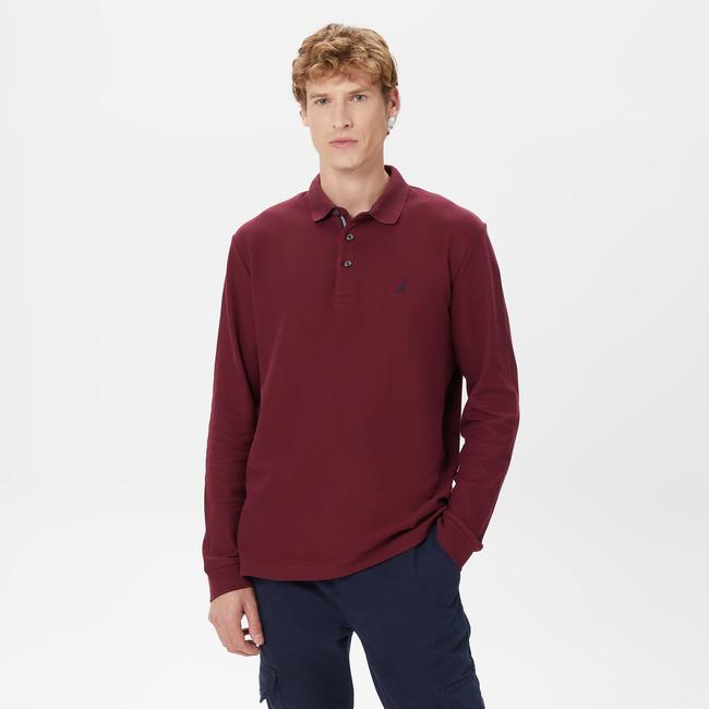  Nautica Erkek Bordo Classic Fit Uzun Kollu Polo