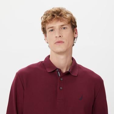  Nautica Erkek Bordo Classic Fit Uzun Kollu Polo