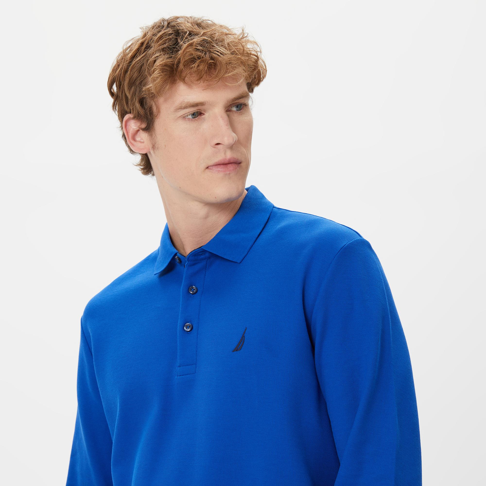 Nautica Erkek Mavi Classic Fit Uzun Kollu Polo