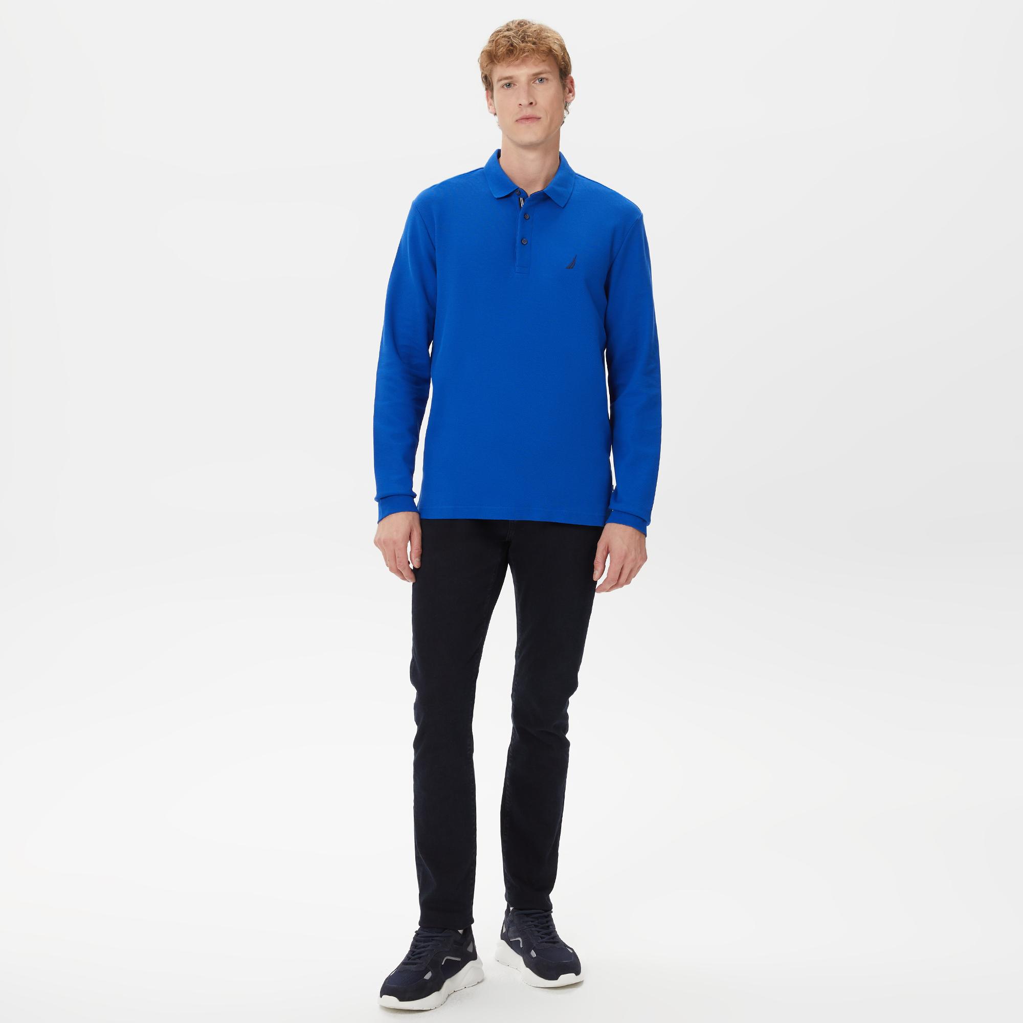 Nautica Erkek Mavi Classic Fit Uzun Kollu Polo