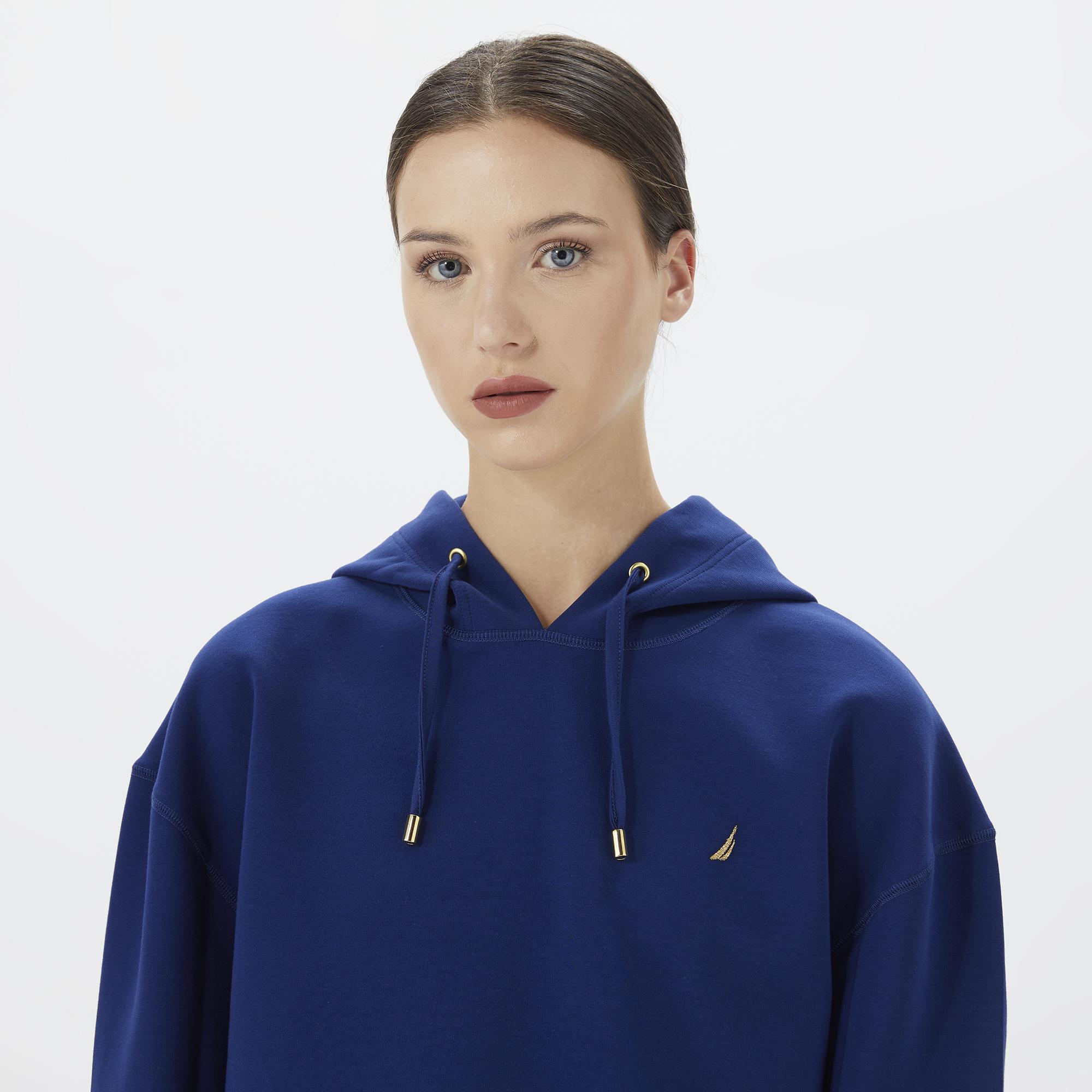 Nautica Kadın Mavi Relaxed Fit Kapüşonlu Hoodie