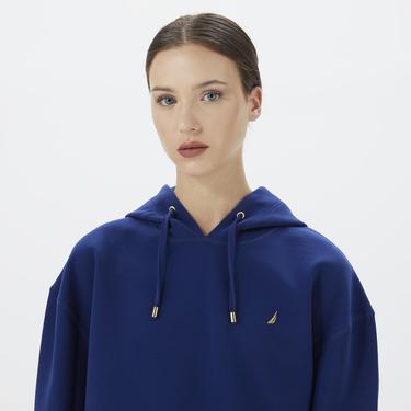  Nautica Kadın Mavi Relaxed Fit Kapüşonlu Sweatshirt