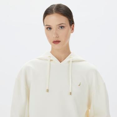  Nautica Kadın Beyaz Relaxed Fit Kapüşonlu Sweatshirt