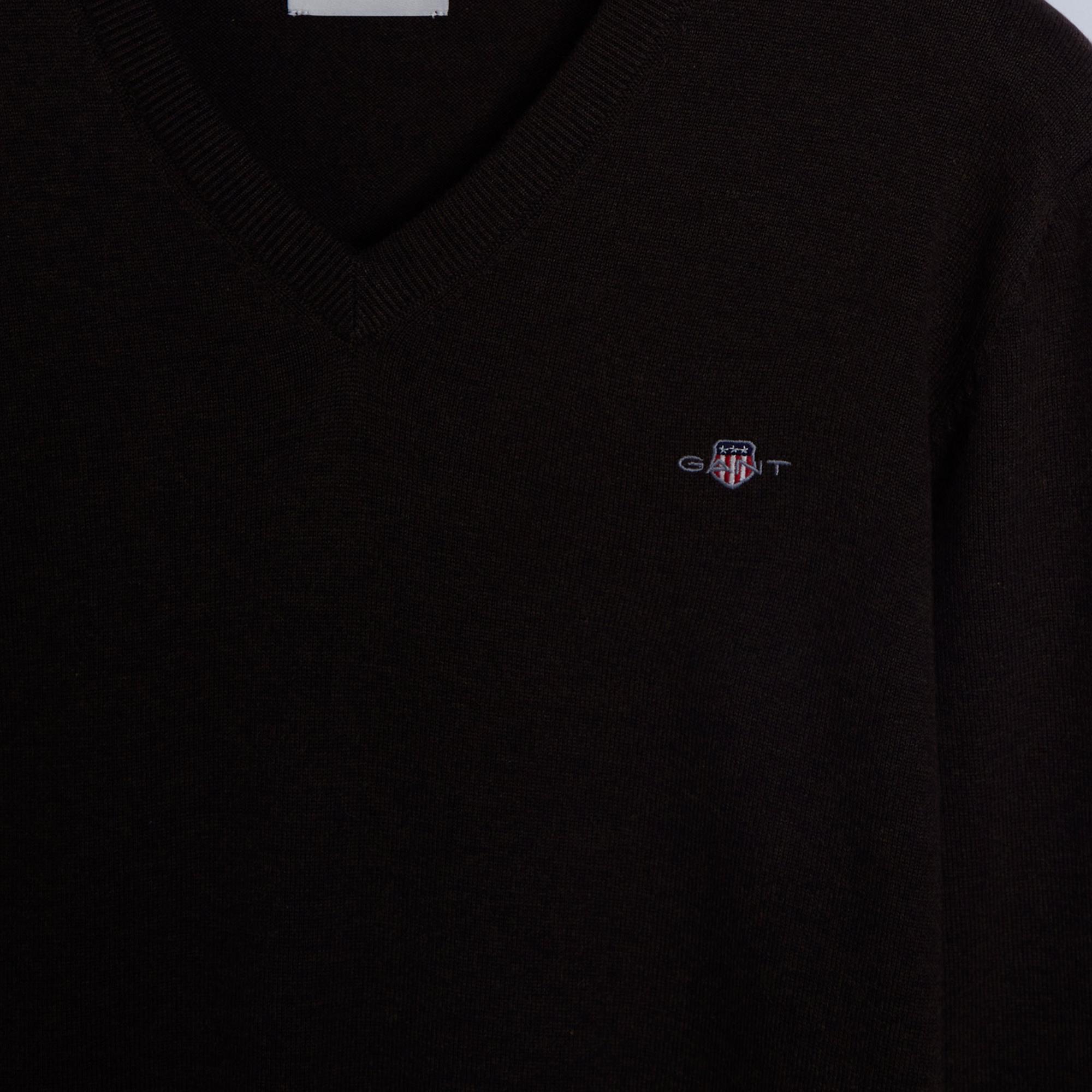 GANT Erkek Kahverengi Regular Fit V Yaka Kazak