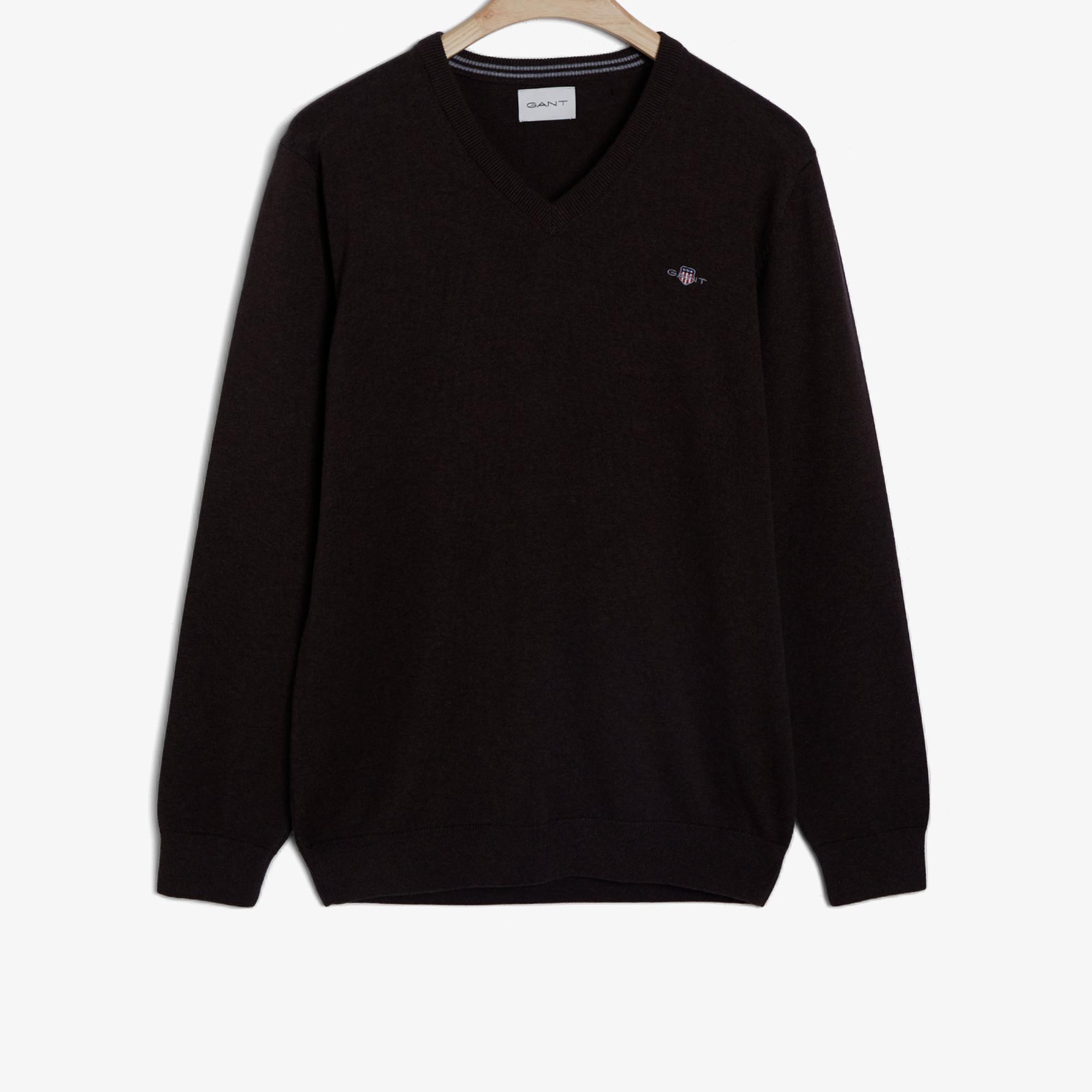 GANT Erkek Kahverengi Regular Fit V Yaka Kazak