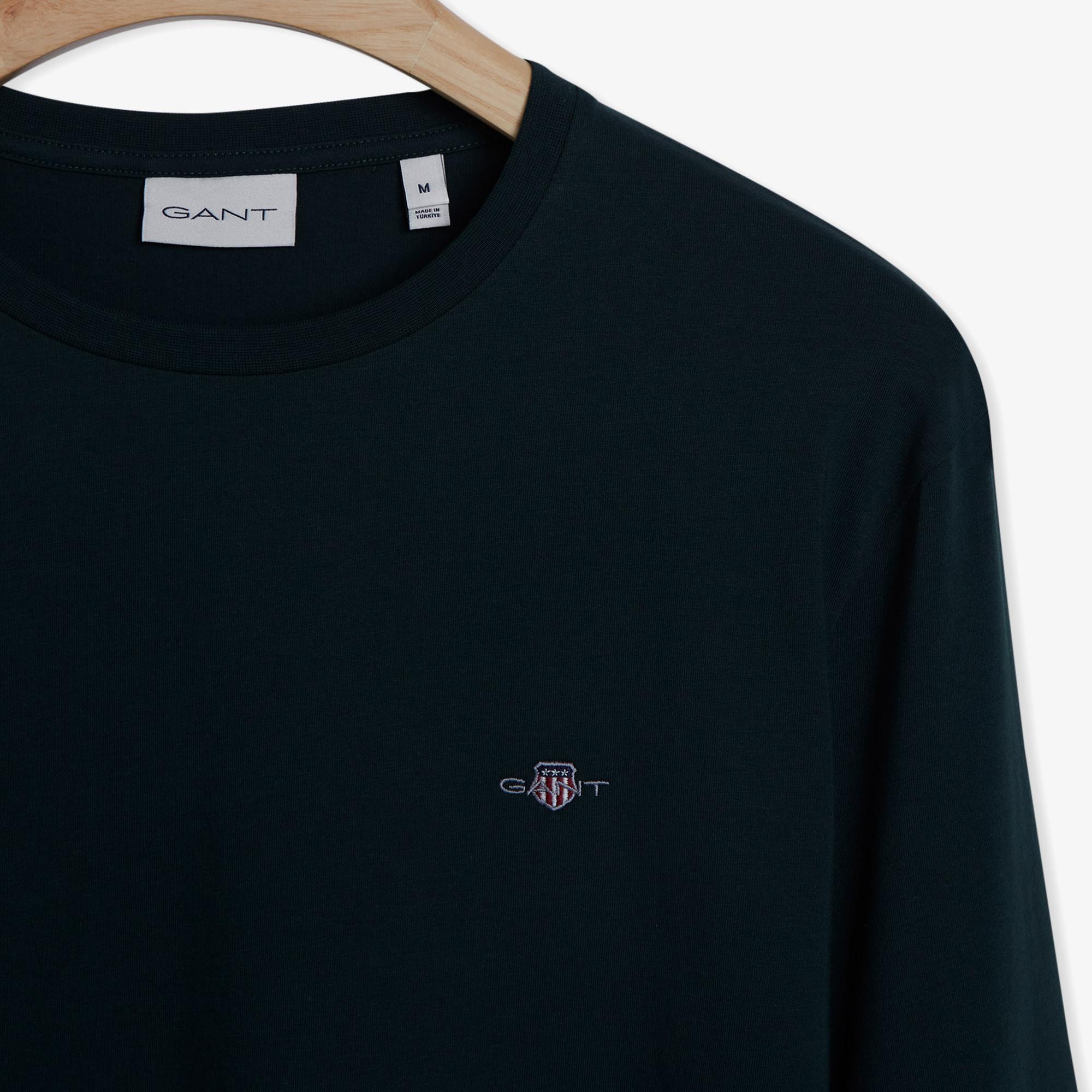 GANT Erkek Yeşil Regular Fit Bisiklet Yaka Uzun Kollu T-Shirt