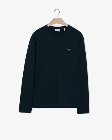  GANT Erkek Yeşil Regular Fit Bisiklet Yaka Uzun Kollu T-Shirt