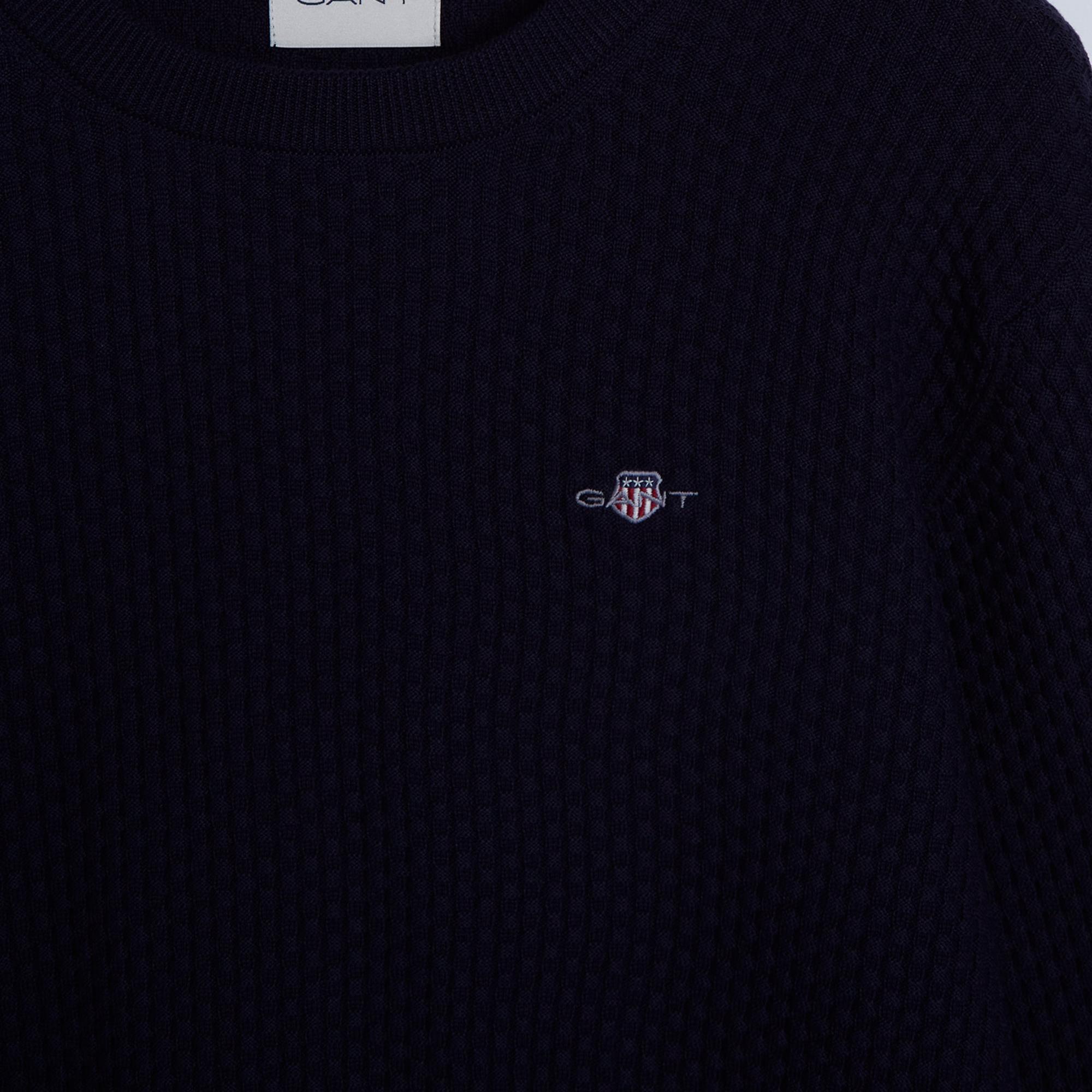 GANT Erkek Lacivert Regular Fit Yarım Fermuarlı Kazak