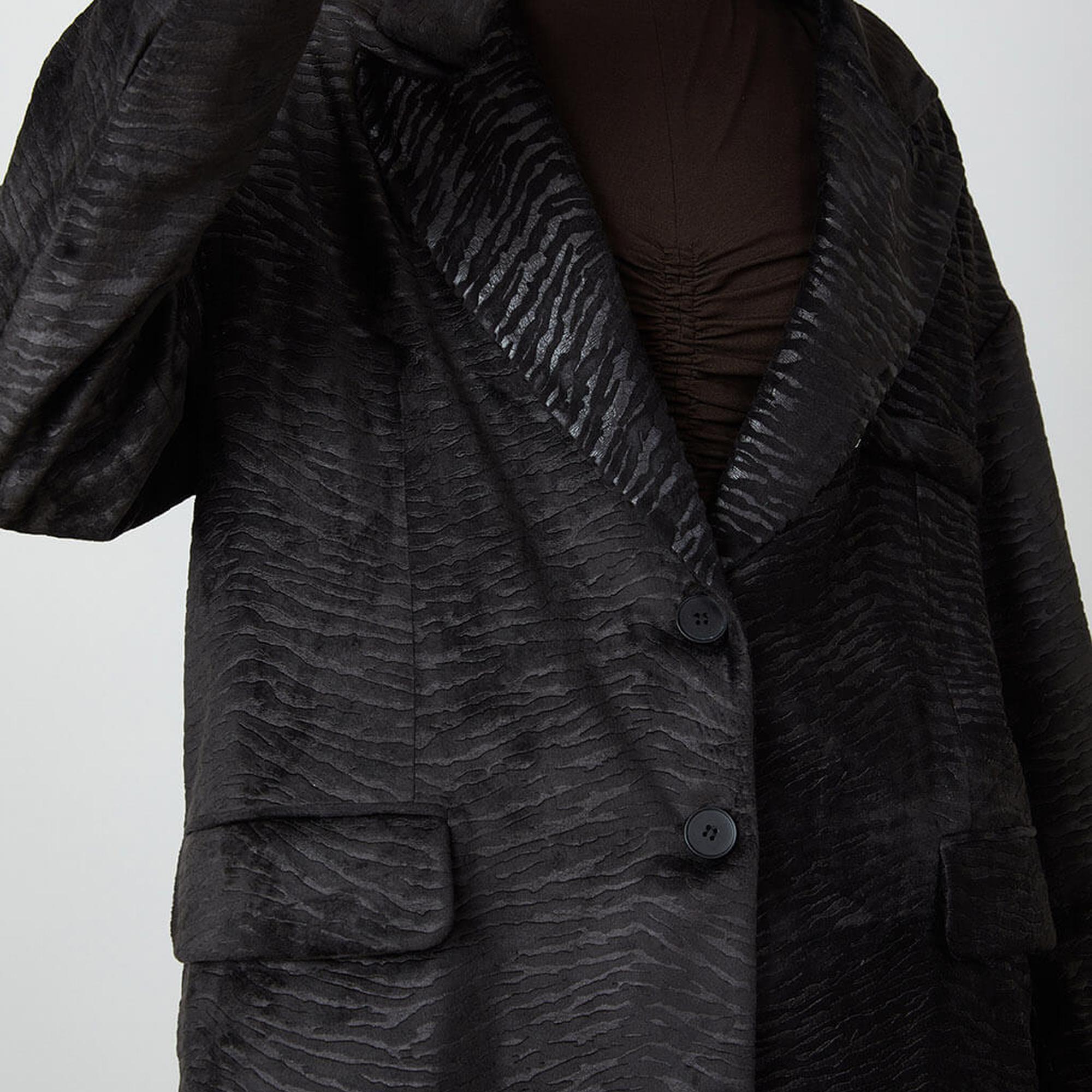 Baskılı Kadife Oversize Ceket