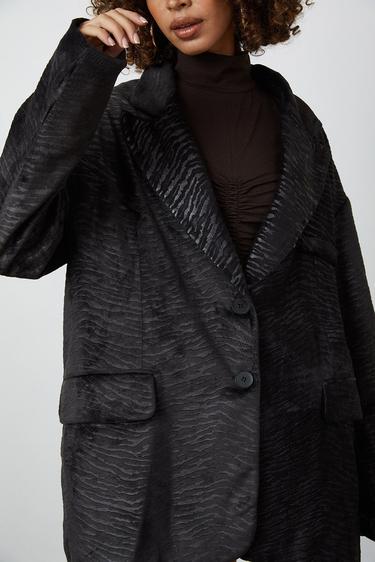  Baskılı Kadife Oversize Ceket