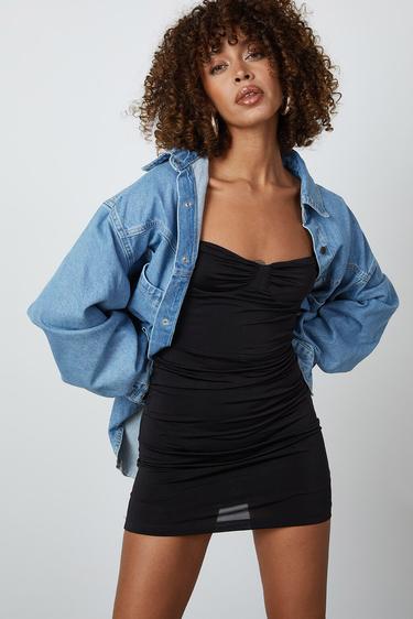  Göğüs Dekolte Mini Elbise