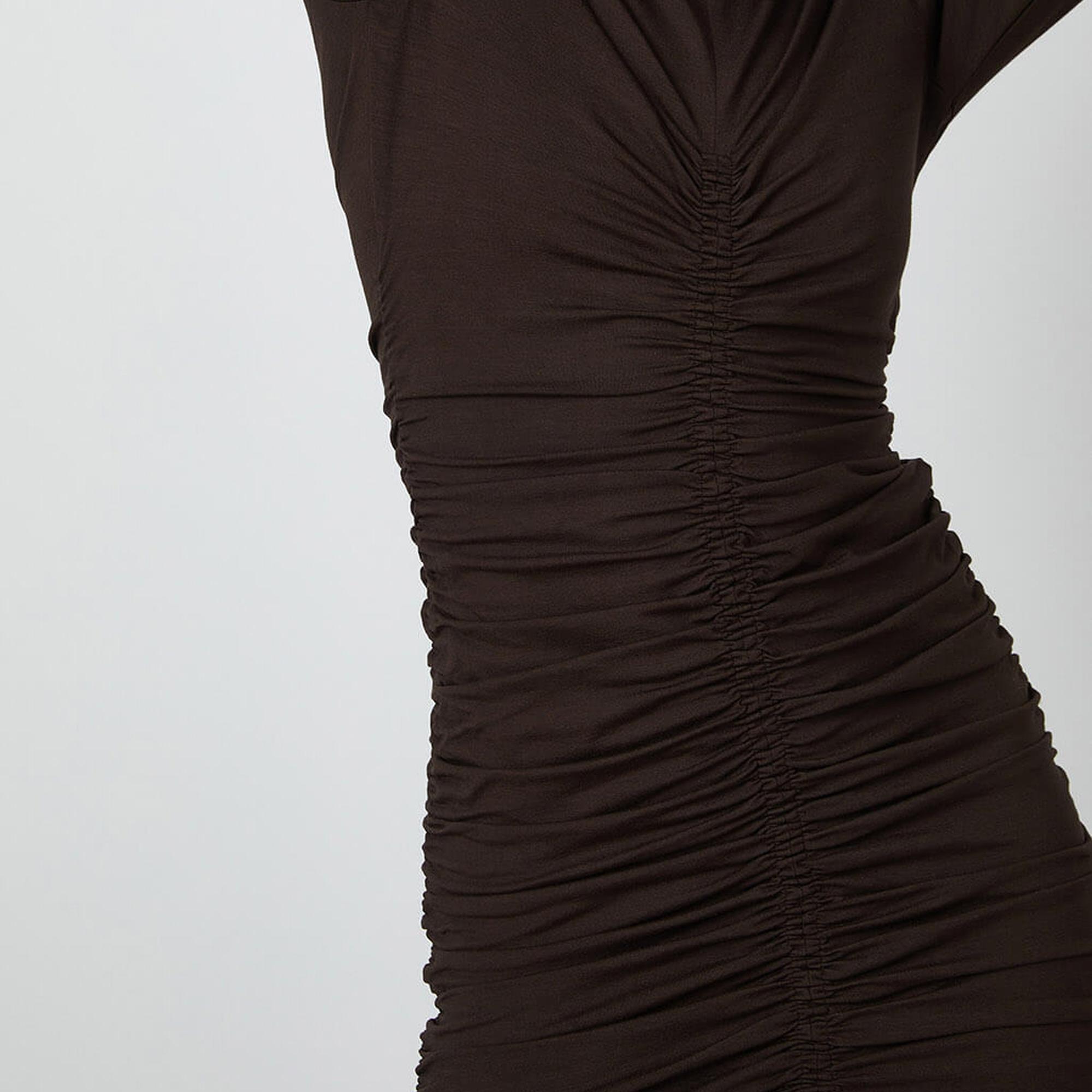 Drapeli Uzun Kollu Elbise