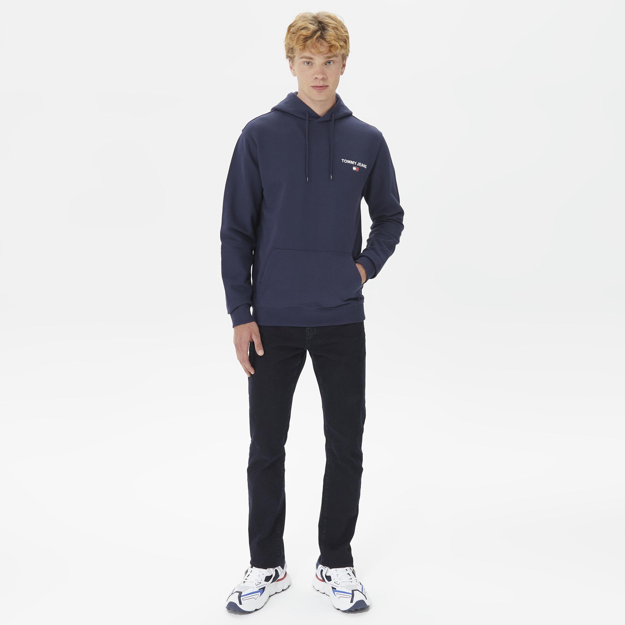 Tommy Jeans Regular Entry Graphic Hoodie Erkek Mavi Sweatshirt