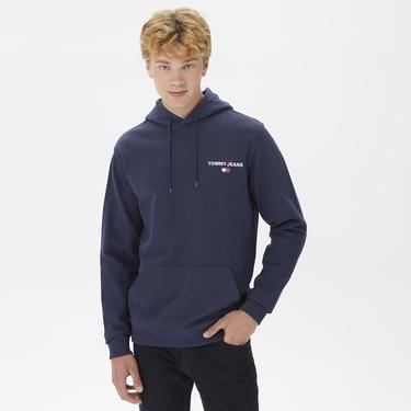  Tommy Jeans Regular Entry Graphic Hoodie Erkek Mavi Sweatshirt