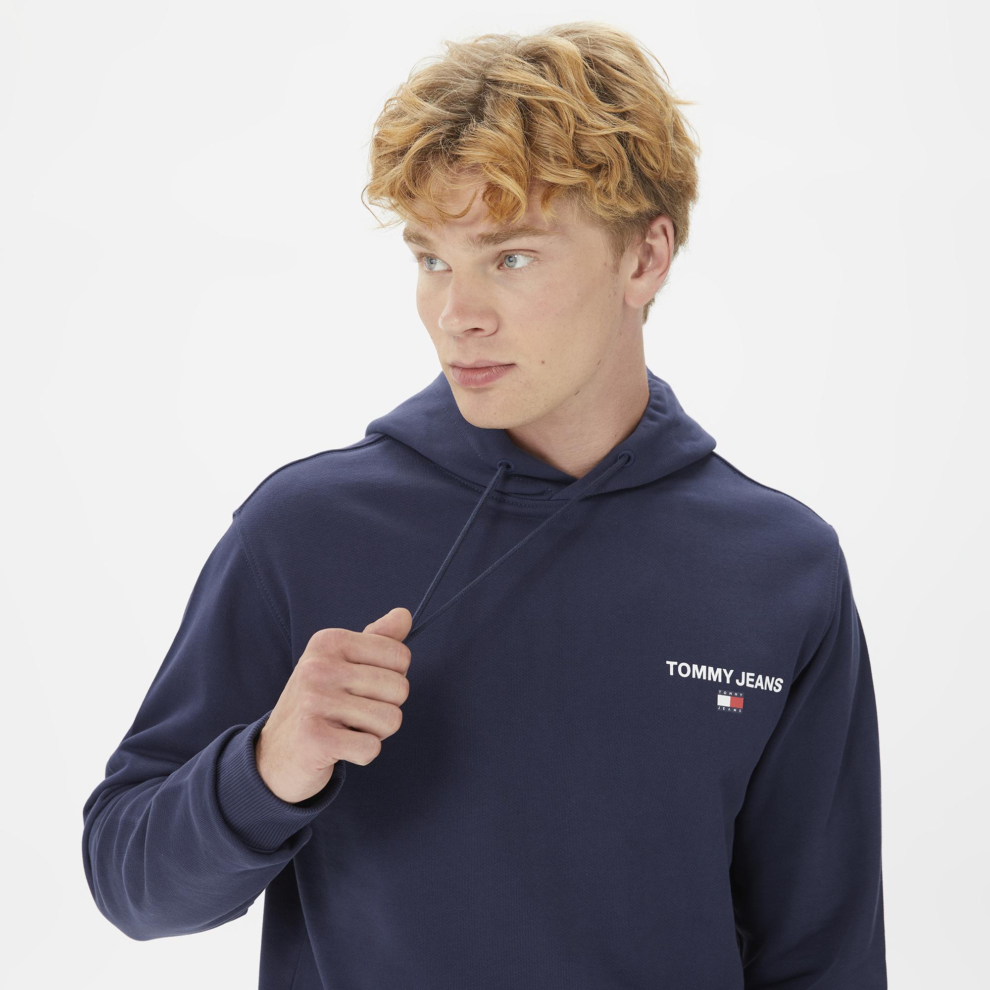 Tommy Jeans Regular Entry Graphic Hoodie Erkek Mavi Sweatshirt