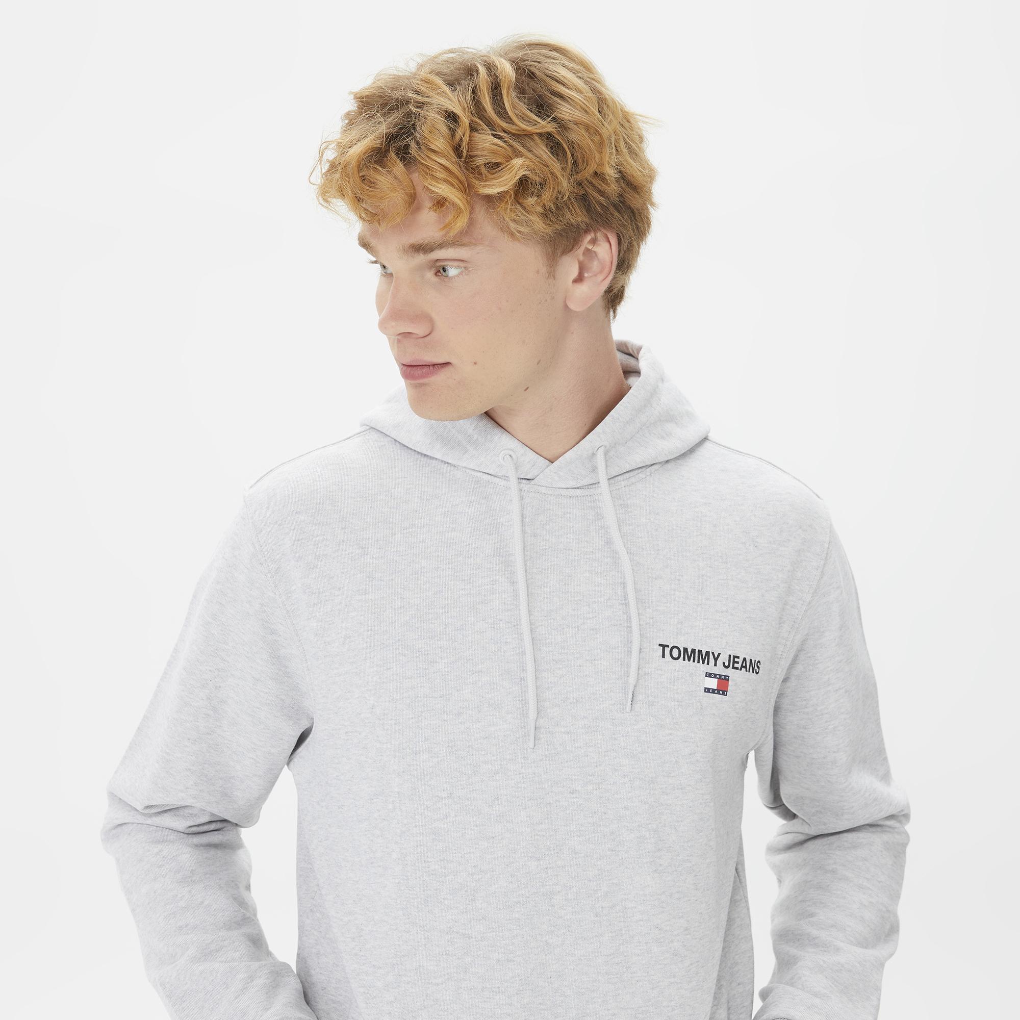Tommy Jeans Regular Entry Graphic Hoodie Erkek Gri Sweatshirt