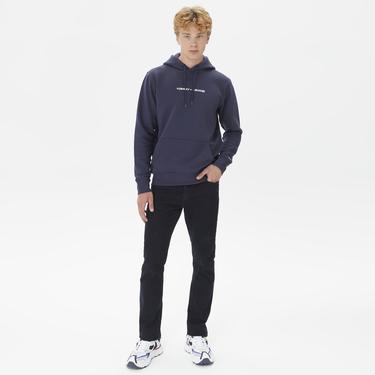  Tommy Jeans Regular Linear Hoodie Erkek Mavi Sweatshirt