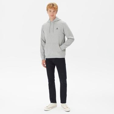  Converse Go-To Unisex Kapüşonlu Gri Hoodie