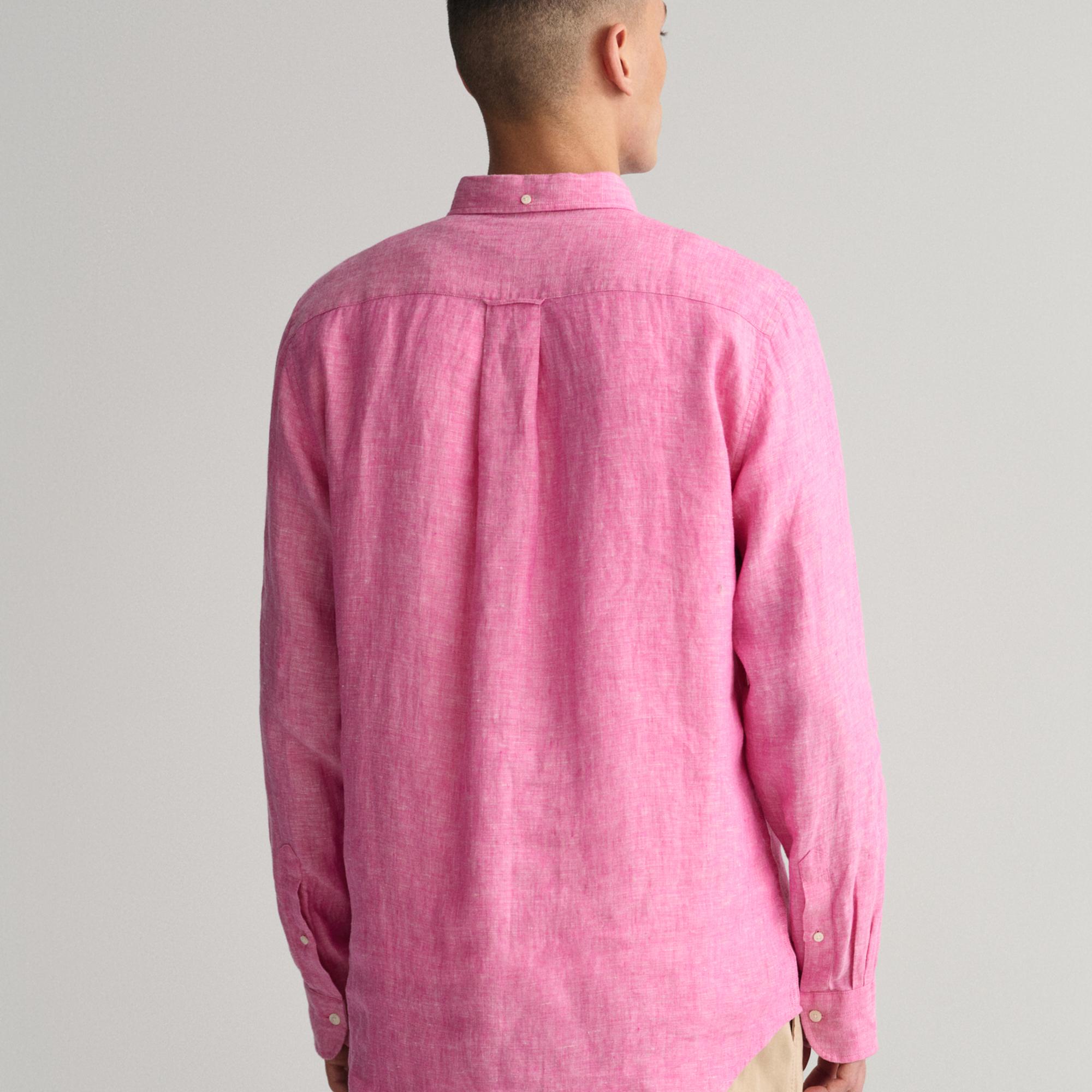 GANT Erkek Pembe Regular Fit Keten Gömlek