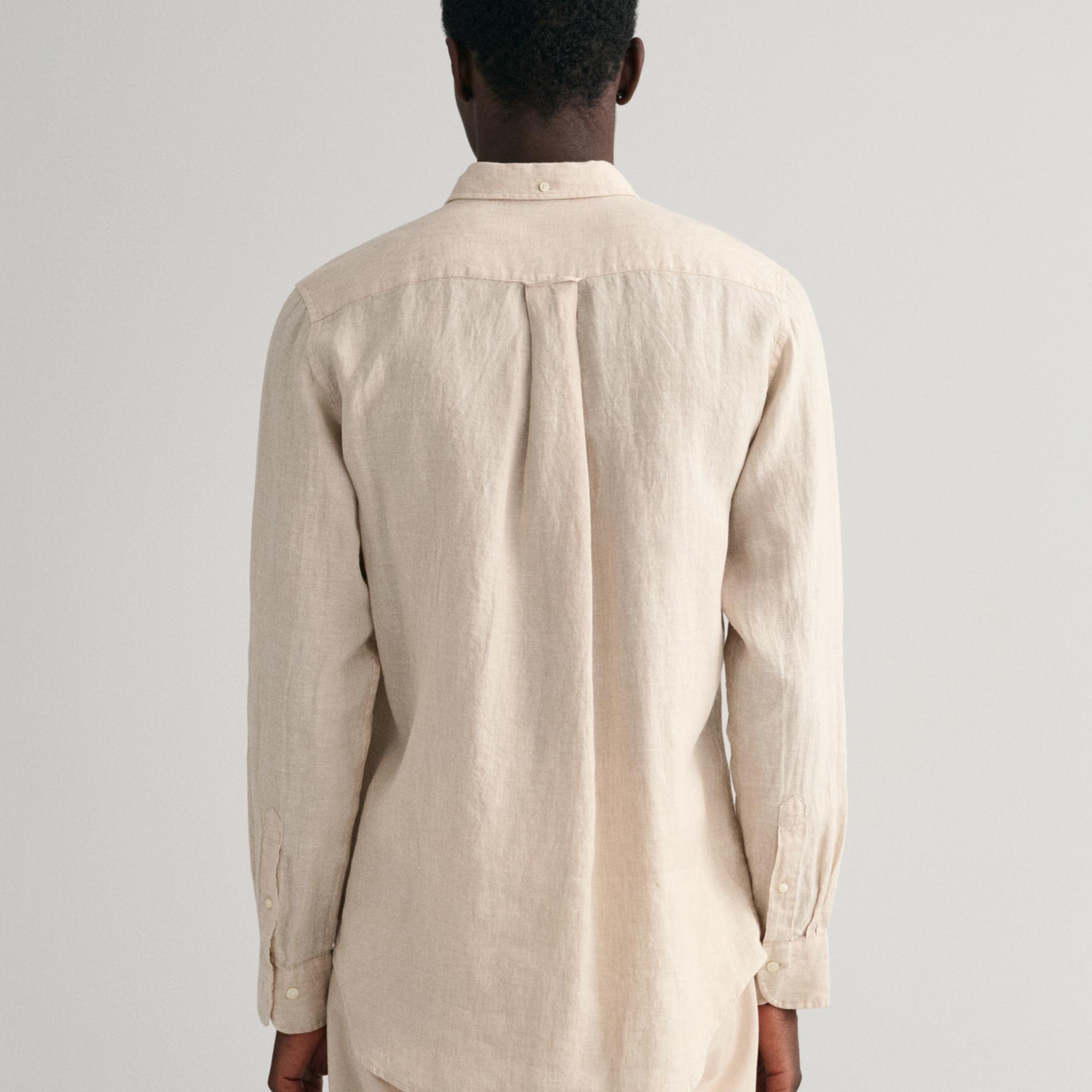 GANT Erkek Bej Regular Fit Keten Gömlek