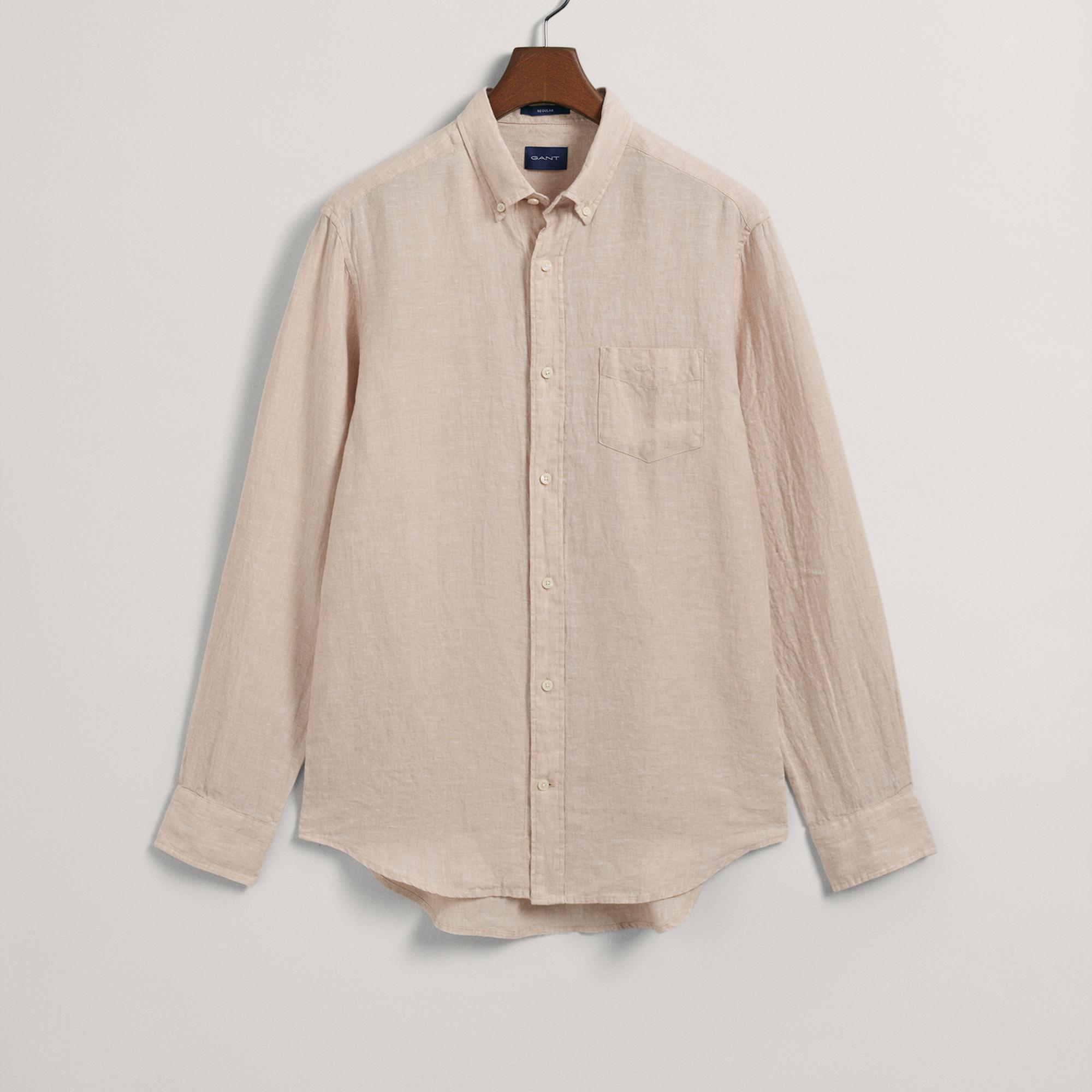 GANT Erkek Bej Regular Fit Keten Gömlek