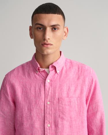  GANT Erkek Pembe Regular Fit Keten Gömlek