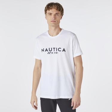  Nautica Erkek Beyaz Kısa Kollu Standart Fit T-Shirt