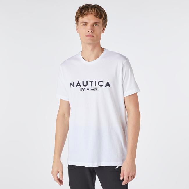  Nautica Erkek Beyaz Kısa Kollu Standart Fit T-Shirt