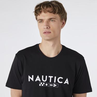  Nautica Erkek Siyah Kısa Kollu Standart Fit T-Shirt