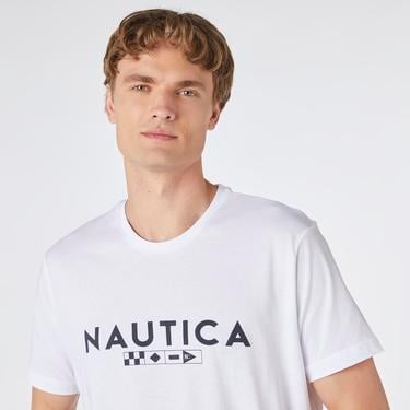  Nautica Erkek Beyaz Kısa Kollu Standart Fit T-Shirt