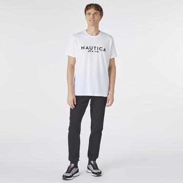  Nautica Erkek Beyaz Kısa Kollu Standart Fit T-Shirt
