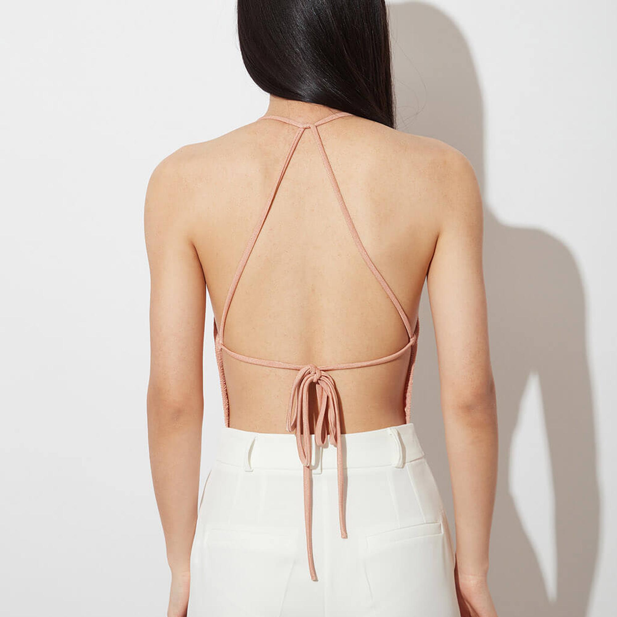 Sırtı Bağcık Detaylı Bodysuit