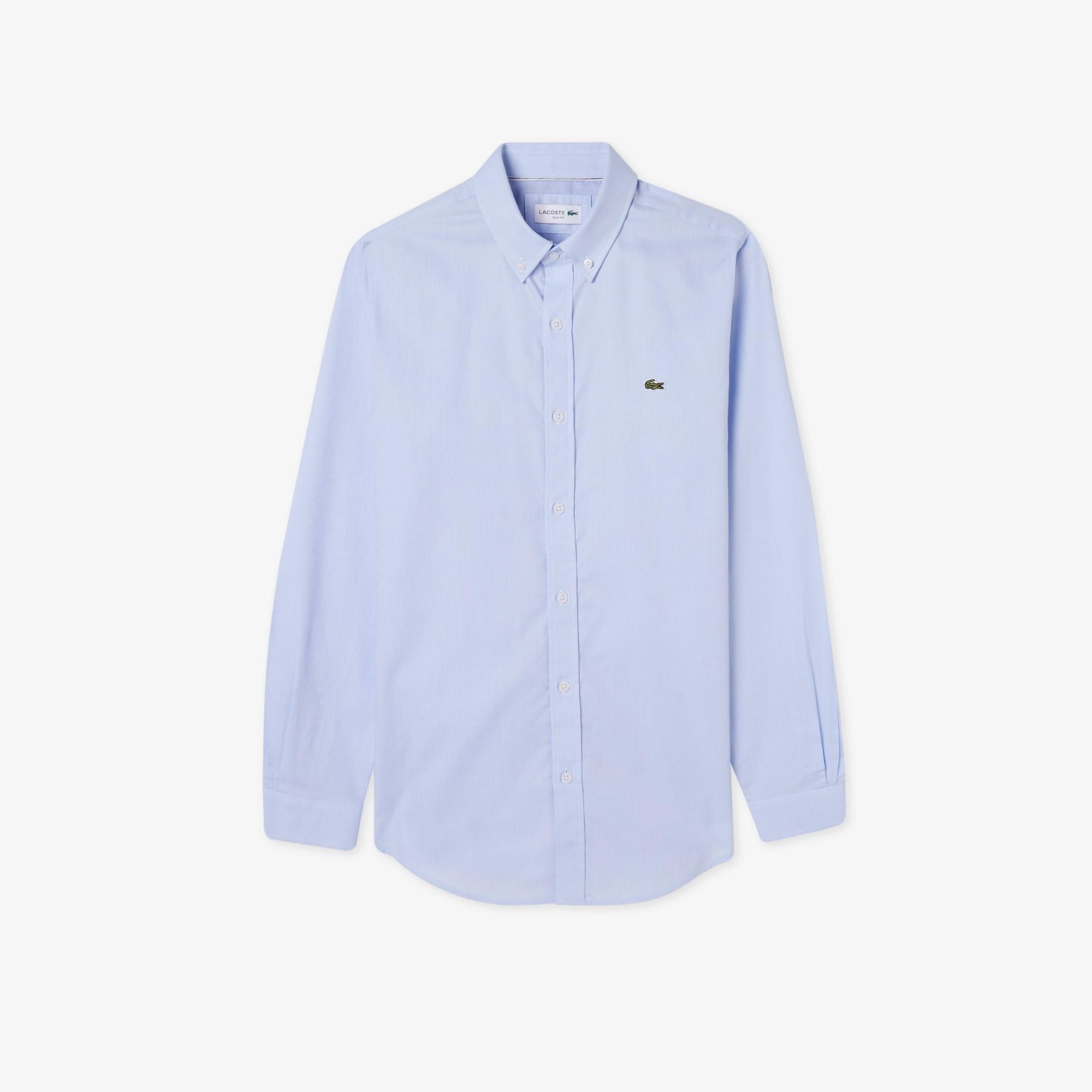 Lacoste Erkek Slim Fit Düğmeli Yaka Açık Mavi Gömlek