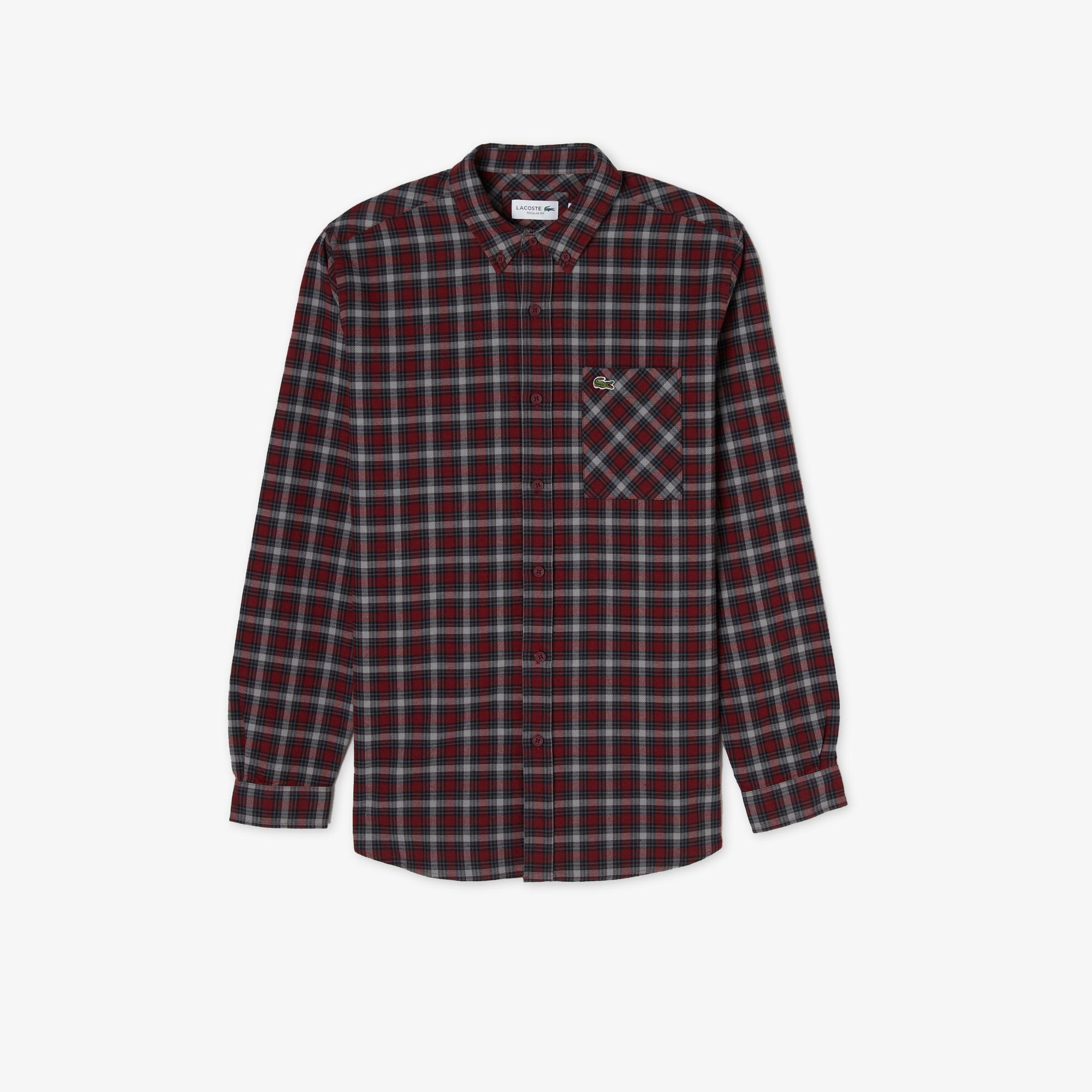 Lacoste Erkek Regular Fit Ekose Bordo Gömlek