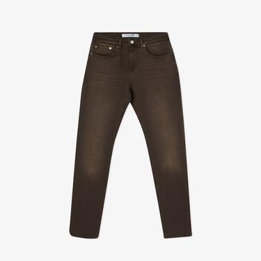  Erkek Slim Fit Denim Kahverengi Pantolon