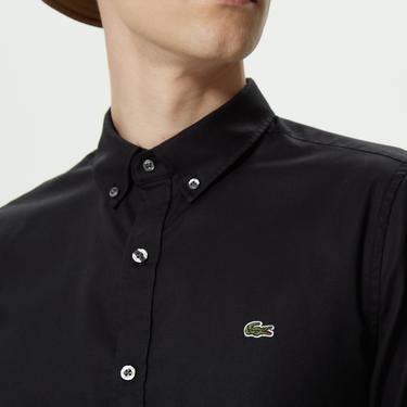  Lacoste Erkek Slim Fit Düğmeli Yaka Siyah Gömlek