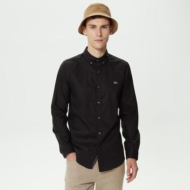  Lacoste Erkek Slim Fit Düğmeli Yaka Siyah Gömlek