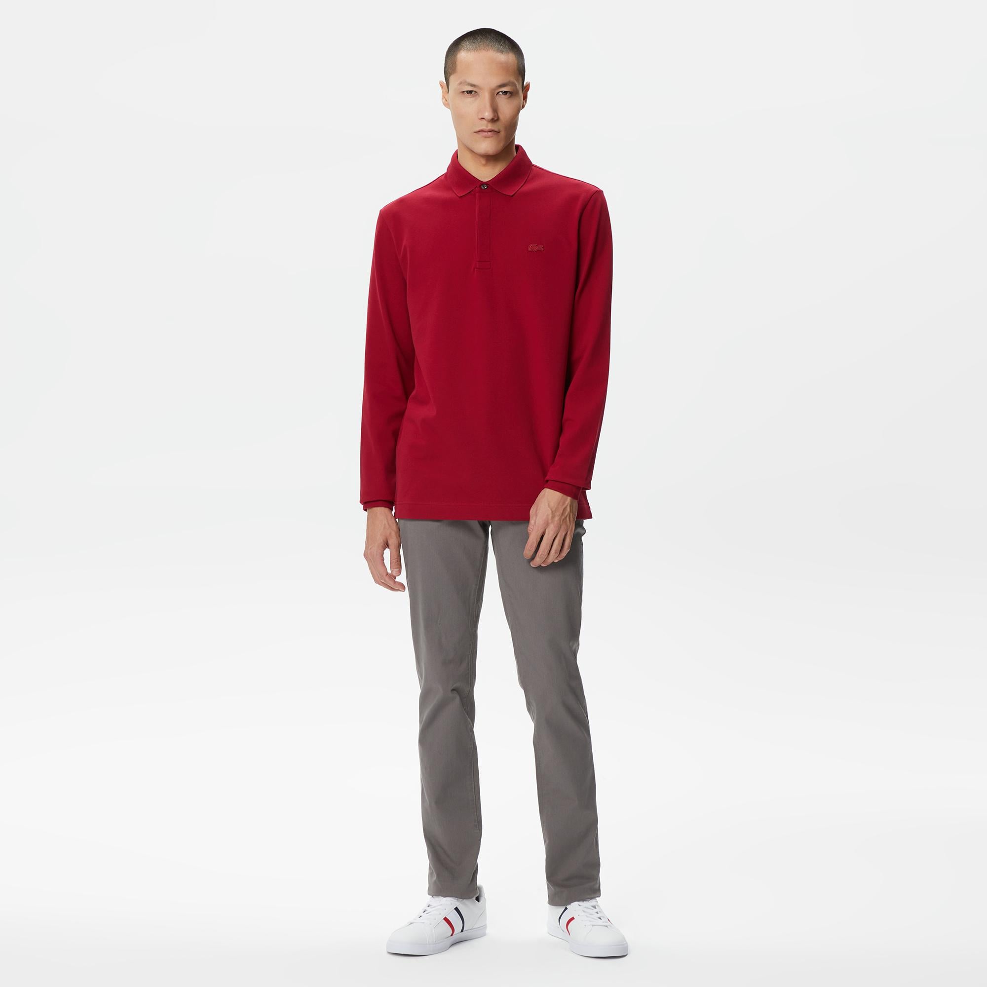 Erkek Regular Fit Uzun Kollu Bordo Paris Polo