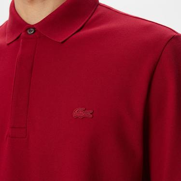  Lacoste Paris Erkek Regular Fit Uzun Kollu Bordo Polo